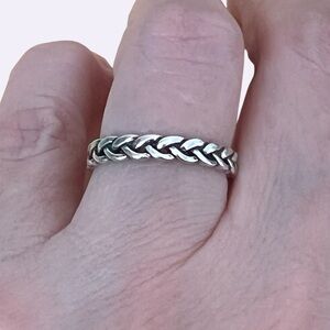 Braided Silver .925 Band Ring - Slim Stackable adjustable size